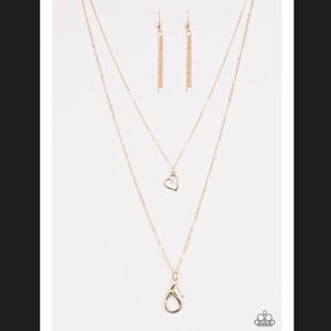 Gold lanyard with diamonds & earrings